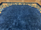 Chinese Art Deco Rug 9x12 Antique Rug 9 x 12 Nichol Rug, Peking Rug, Open Field Blue Chinese Carpet, Hand Knotted, Asian Oriental Rug Nice - Jewel Rugs