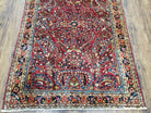 Antique Persian Sarouk Rug, Red, Allover Floral Pattern, Hand-Knotted, Wool, 3'4" x 4'10" - Jewel Rugs