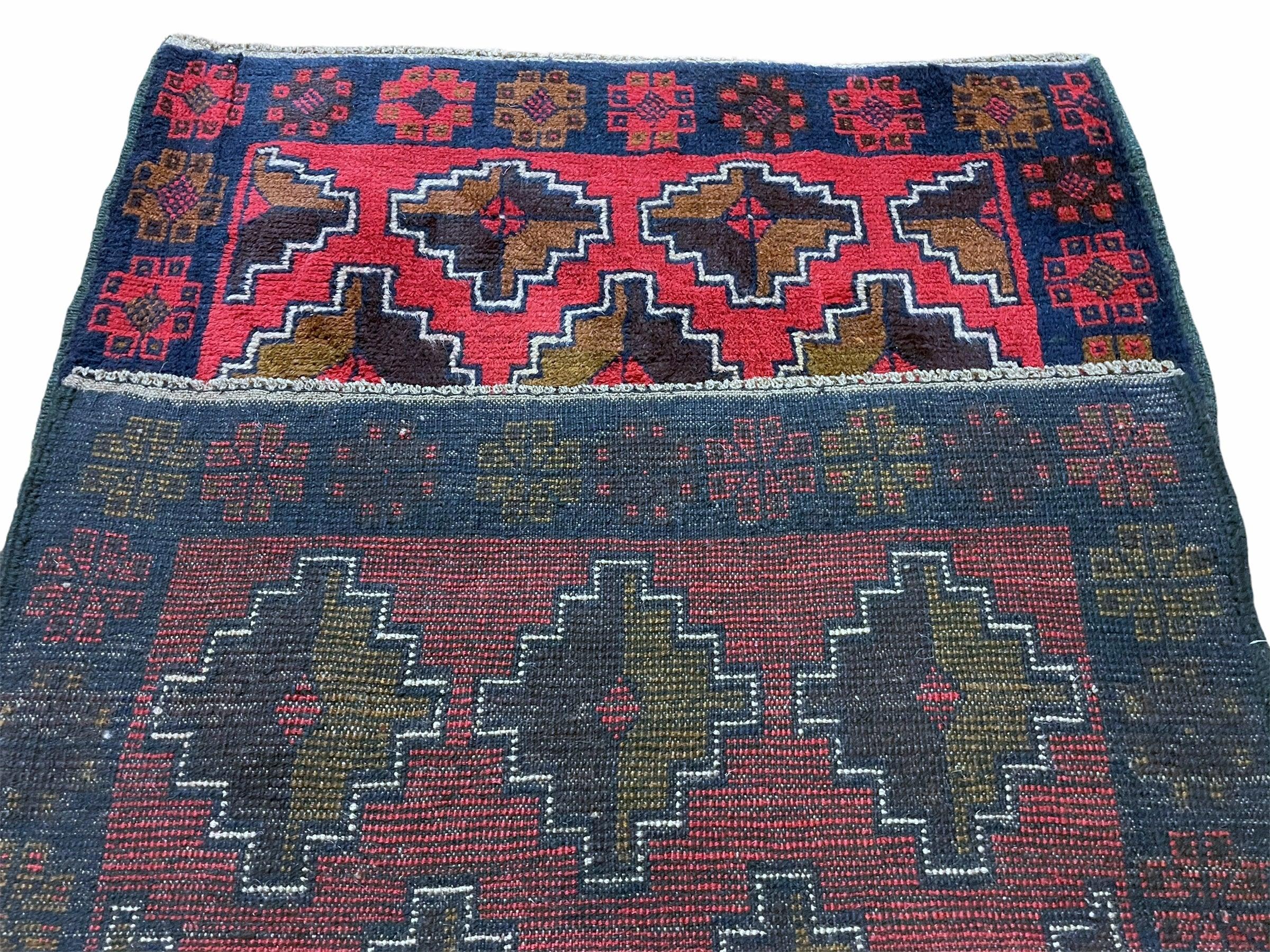 3' X 4' 7" Vintage Handmade Tribal Wool Rug Balouchi Rug Afghan Rug Red Brown - Jewel Rugs