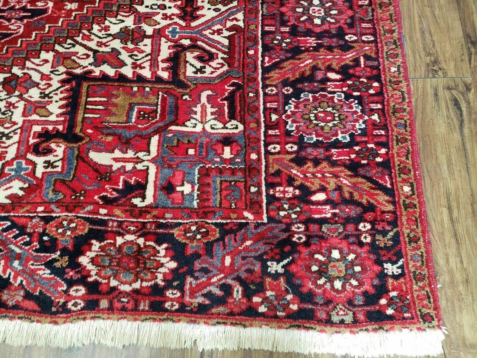 8' X 11' Vintage Handmade India Oriental Hand Knotted Wool Rug Carpet Red Nice - Jewel Rugs