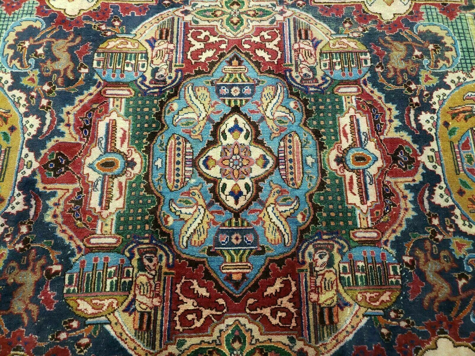 9' X 12' Vintage Handmade India Oriental Wool Rug Pictorial Archaeological Wow - Jewel Rugs