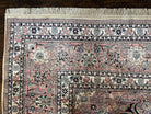 Indian Silk Kashmiri Rug 9x12, Room Sized All Silk Carpet, Center Medallion, Highly Detailed, Top Quality, Very Fine, Vintage, Cream Pink - Jewel Rugs