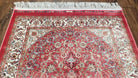 Red & Cream Silk Rug, Small Silk Carpet, Oriental Rug with Medallion, Accent Rug, Bamboo Silk, New, 2.5 x 4 ft Rug Mat, 2' 8" x 4' 1" - Jewel Rugs