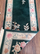 2' 4" X 8' Handmade Chinese Oriental Wool Runner Rug 90 Lines Forest Green - Jewel Rugs