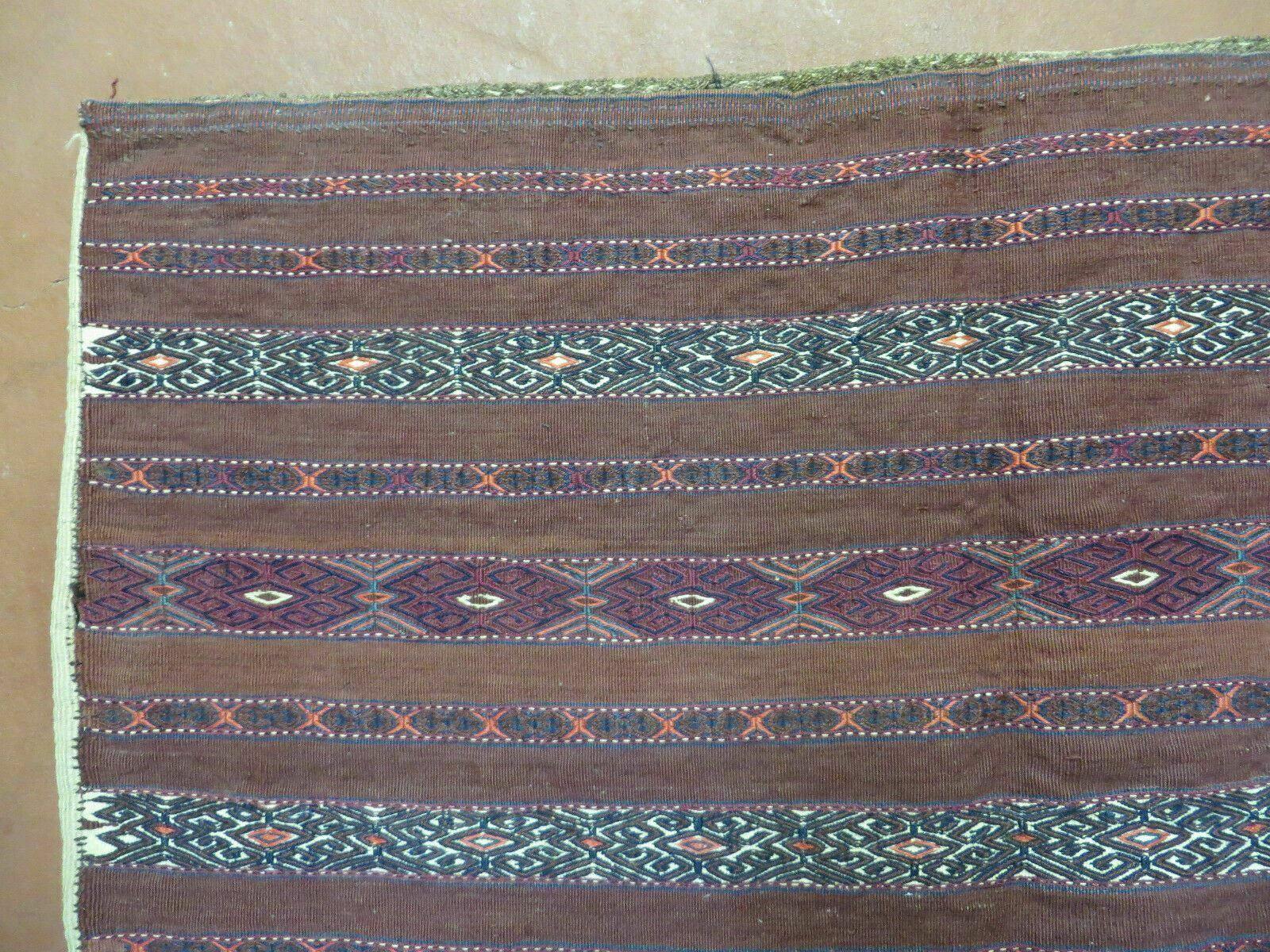 2.5' X 4' Antique Handmade Turkoman Tribal Wool Rug Cushion Case Yamud Stripped - Jewel Rugs