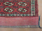 2.5' X 4' Antique Handmade Red Turkoman Tribal Wool Rug Cushion Case Elephant Foot Design - Jewel Rugs