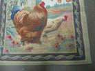 3' X 3' Vintage Tapestry American Machine Made Roosters - Jewel Rugs