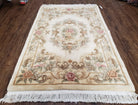 Chinese 90 Line Carpet 4x6, Chinese Aubusson Wool Rug, Plush Chinese Rug, Soft Pile Chinese Carpet, Cream Area Rug, Hand Knotted Floral - Jewel Rugs