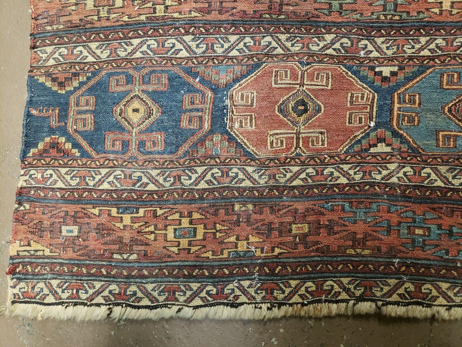 17' X 40" Antique Handmade Soumak Sumak Wool Rug Flat Weave - Jewel Rugs