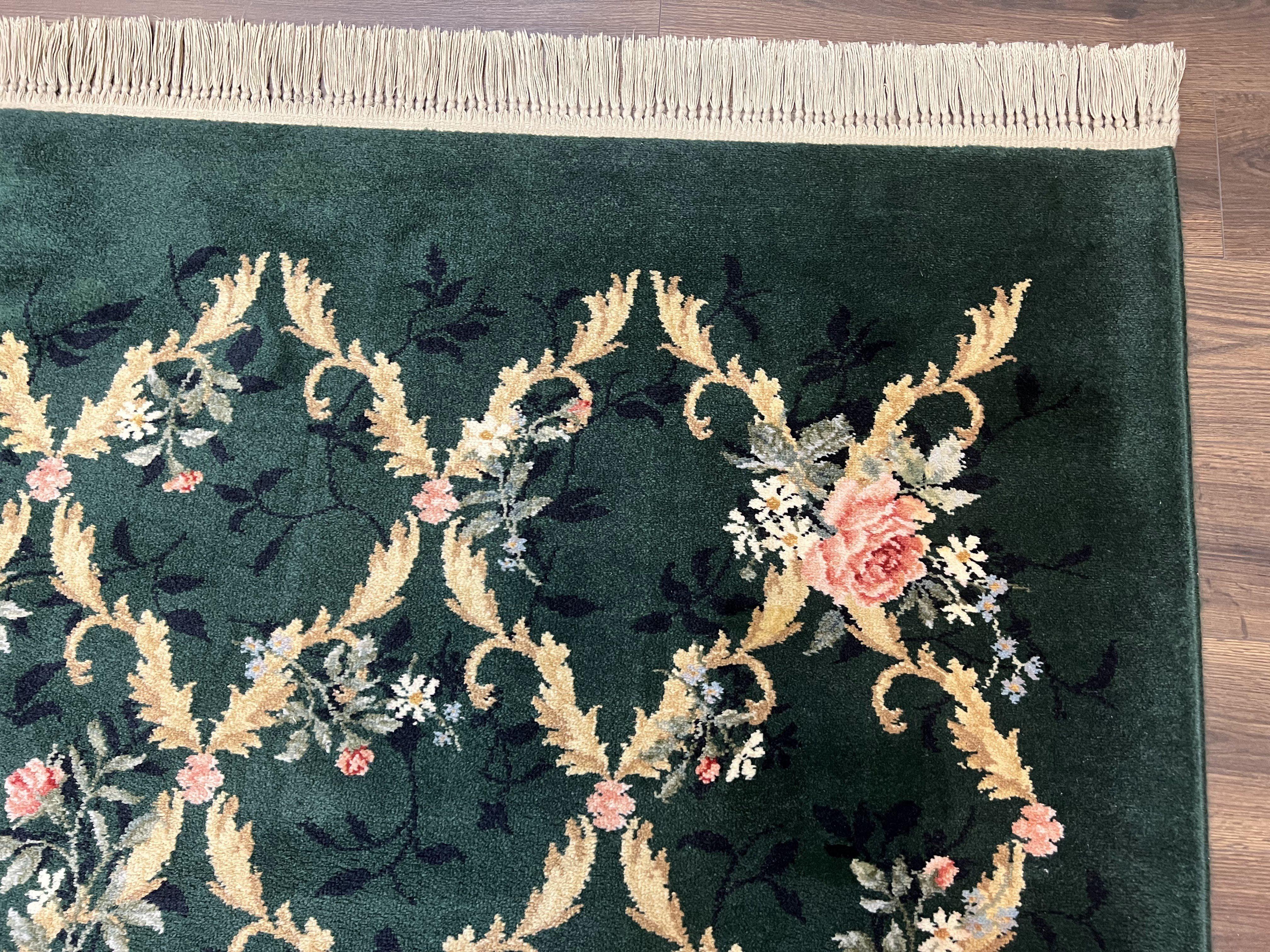 Karastan Garden of Eden Rug 8.8 x 11.8, Green Savonnerie 509/1733, Original Discontinued Karastan Rug, Floral Panel Wool Rug, Vintage Carpet - Jewel Rugs