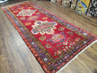 Semi Antique Persian Karajeh Runner Rug, Hand-Knotted, Wool, Medallions, 4'4" x 11' - Jewel Rugs