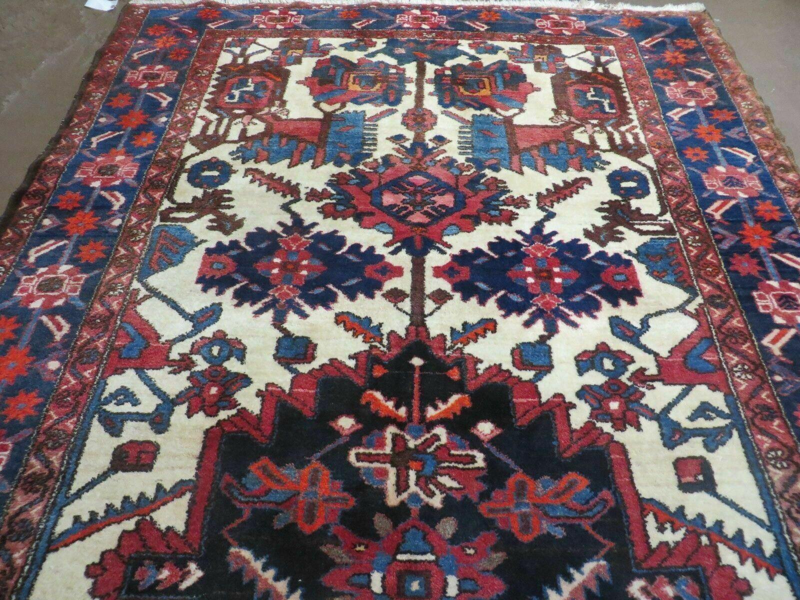 5.5' X 10.5' Antique Handmade Indian Floral Oriental Wool Rug Tribal Veg Dye Nice - Jewel Rugs