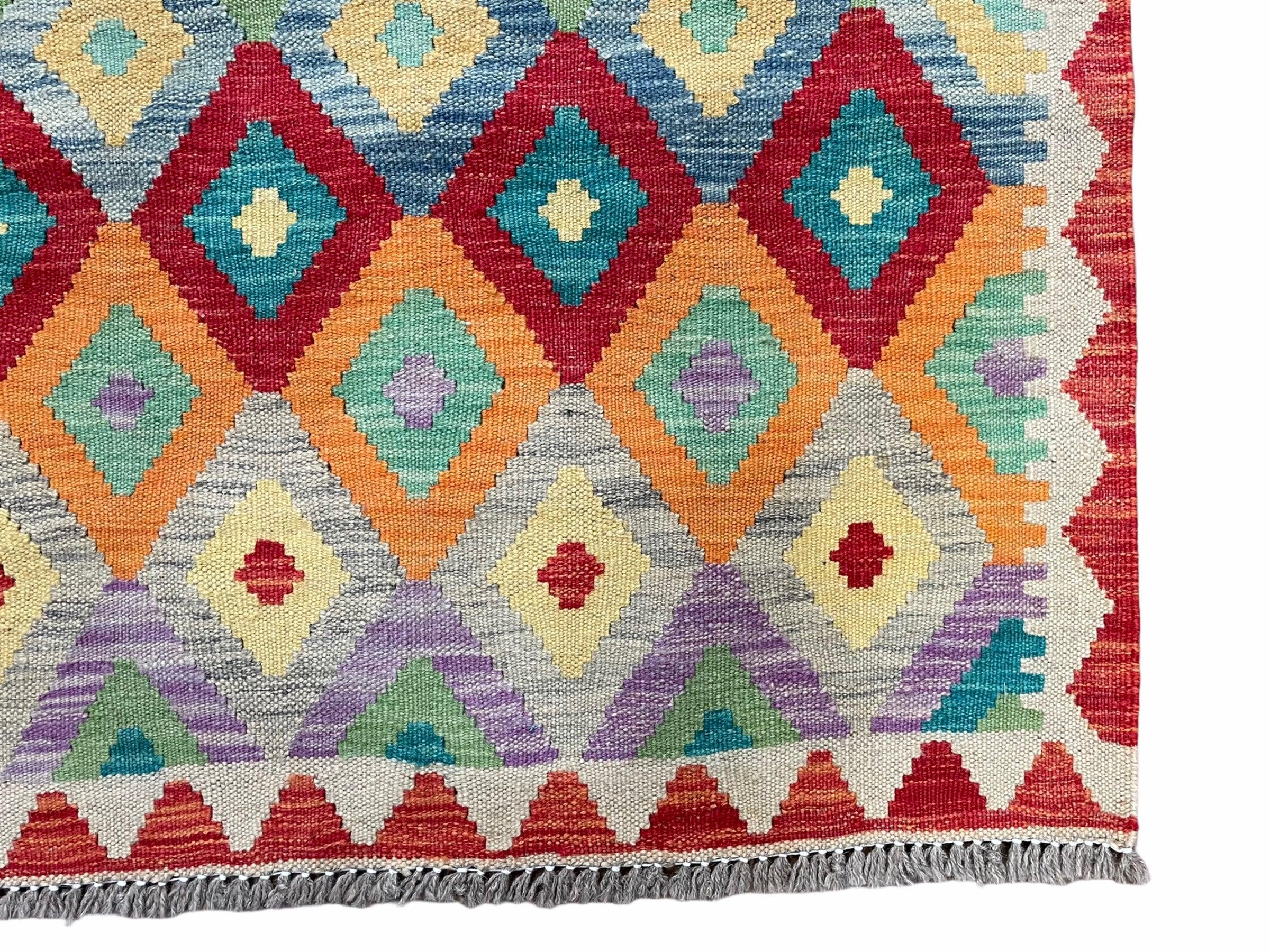 Colorful Kilim Runner Rug 2.5 x 10 Turkish Kilim Runner Chobi Runner Rug Diamond Kilim New Multicolor Kilim Wool Runner - Jewel Rugs