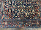 Antique Persian Sarouk Farahan Rug 4x7 Carpet, Herati Medallion, Midnight Blue and Red Wool Collectible Oriental Rug, Hand Knotted, Ferahan Feraghan - Jewel Rugs