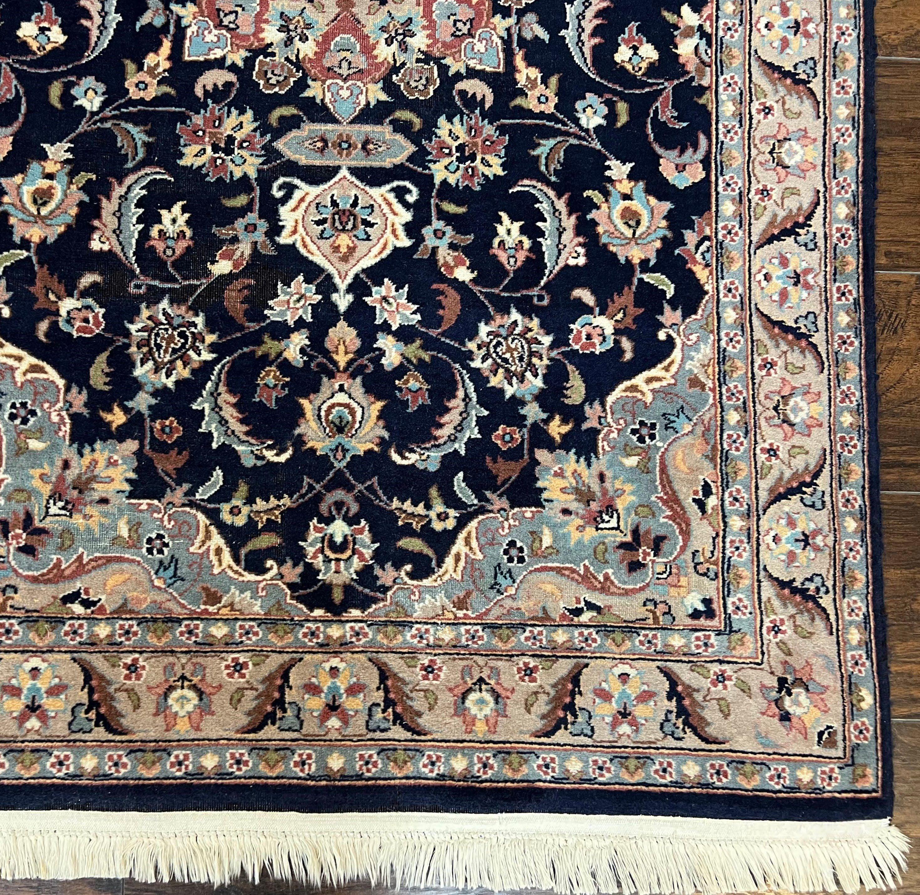 Pak Persian Rug 3x5, Floral Medallion Oriental Carpet 3 x 5 ft, Pakistani Rug, Navy Blue Light Gray, Hand-Knotted Wool Traditional Area Rug - Jewel Rugs