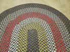 4' X 6' Vintage Handmade American Braided Rug Runner Oval Brown Red Yellow - Jewel Rugs