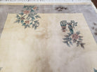 6' X 9' Vintage Handmade Chinese Art Deco 120 Lines Wool Rug Flowers Nice Ivory - Jewel Rugs