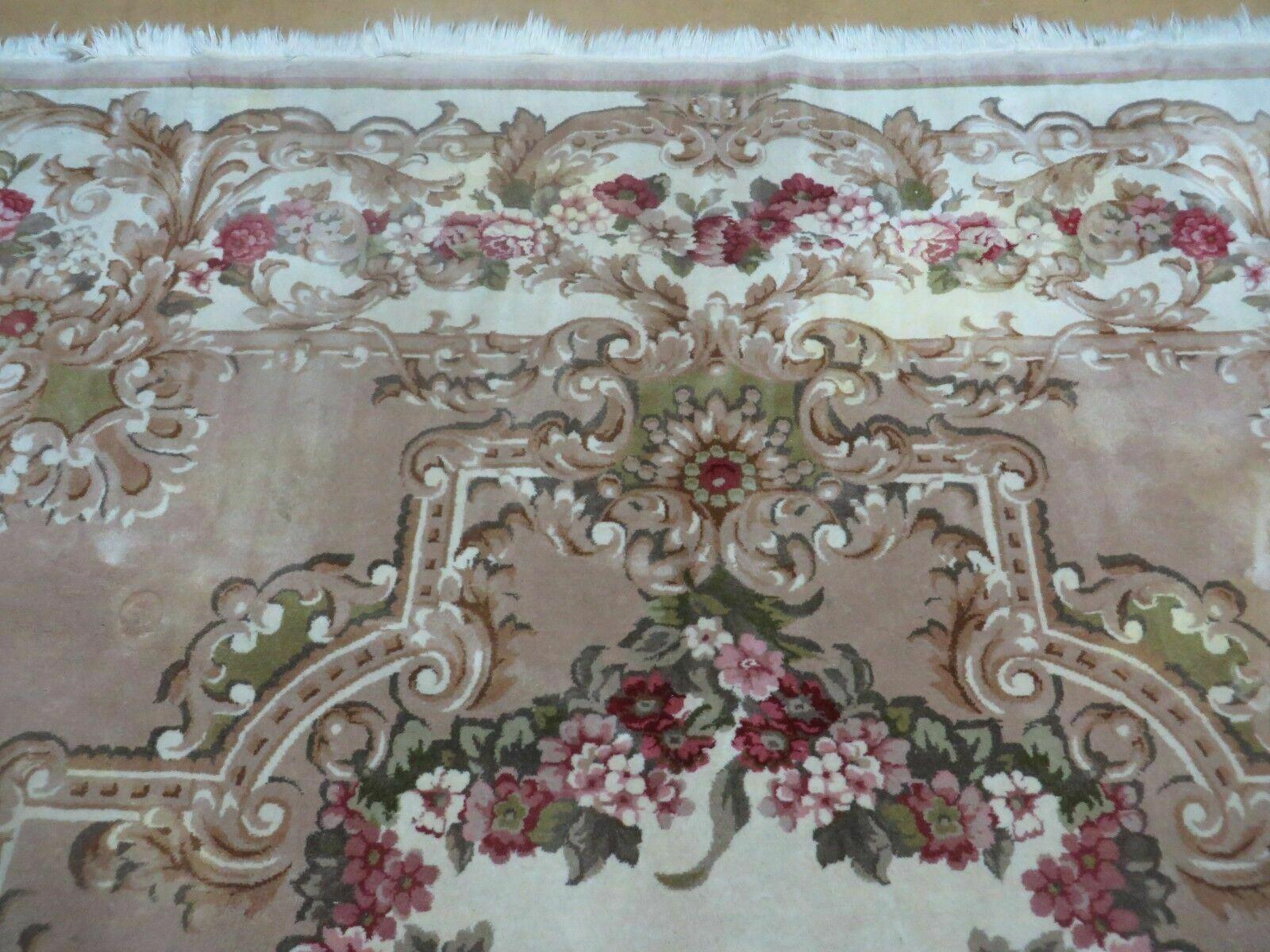 8' X 10' Vintage Chinese Handmade Wool Rug Aubusson Savonnerie Design Nice - Jewel Rugs