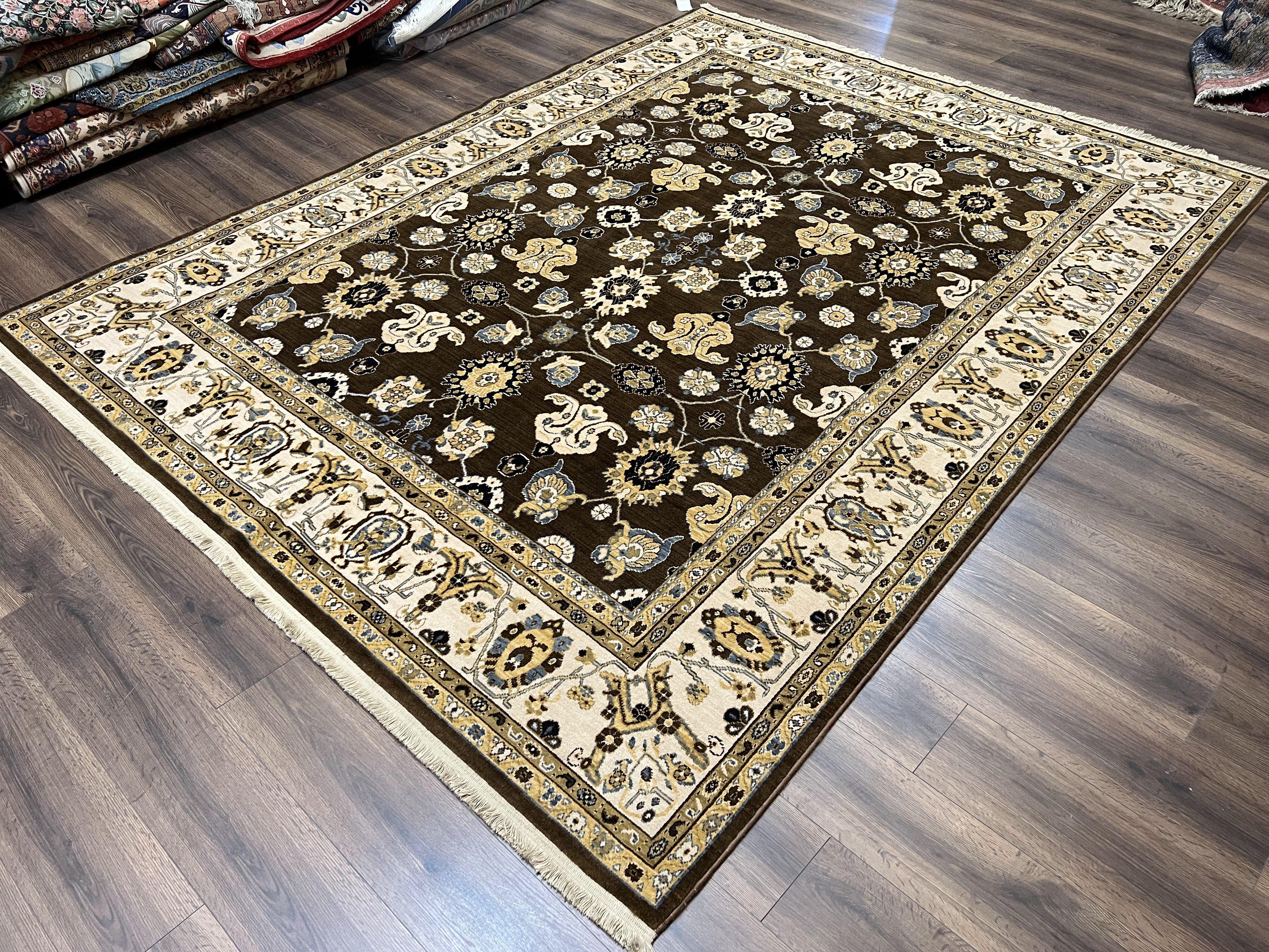 Karastan Rug 8 x 10.5, English Manor Stratford Mahogany #2120-513, Wool Karastan Carpet, Discontinued Karastan Area Rug, Brown Cream Gold - Jewel Rugs