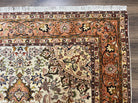 Stunning Persian Rug 5x7, Very Fine Authentic Persian Tabriz Carpet, 1960s Vintage Floral Medallion, Hand Knotted Wool Rug, Cream Salmon Gold - Jewel Rugs