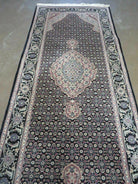 2'7" X 9' Vintage Handmade Chinese Black Runner with Central Medallions - Persian/Oriental Mahi Fish Design - Wool Rug w/ Silk Accents - Jewel Rugs