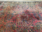 11' X 13' Antique Handmade Sarouk Floral Wool Rug Red Organic Nice - Jewel Rugs