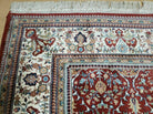 9' X 12' Vintage Fine Handmade Indian Agra Wool Rug Red Wow - Jewel Rugs