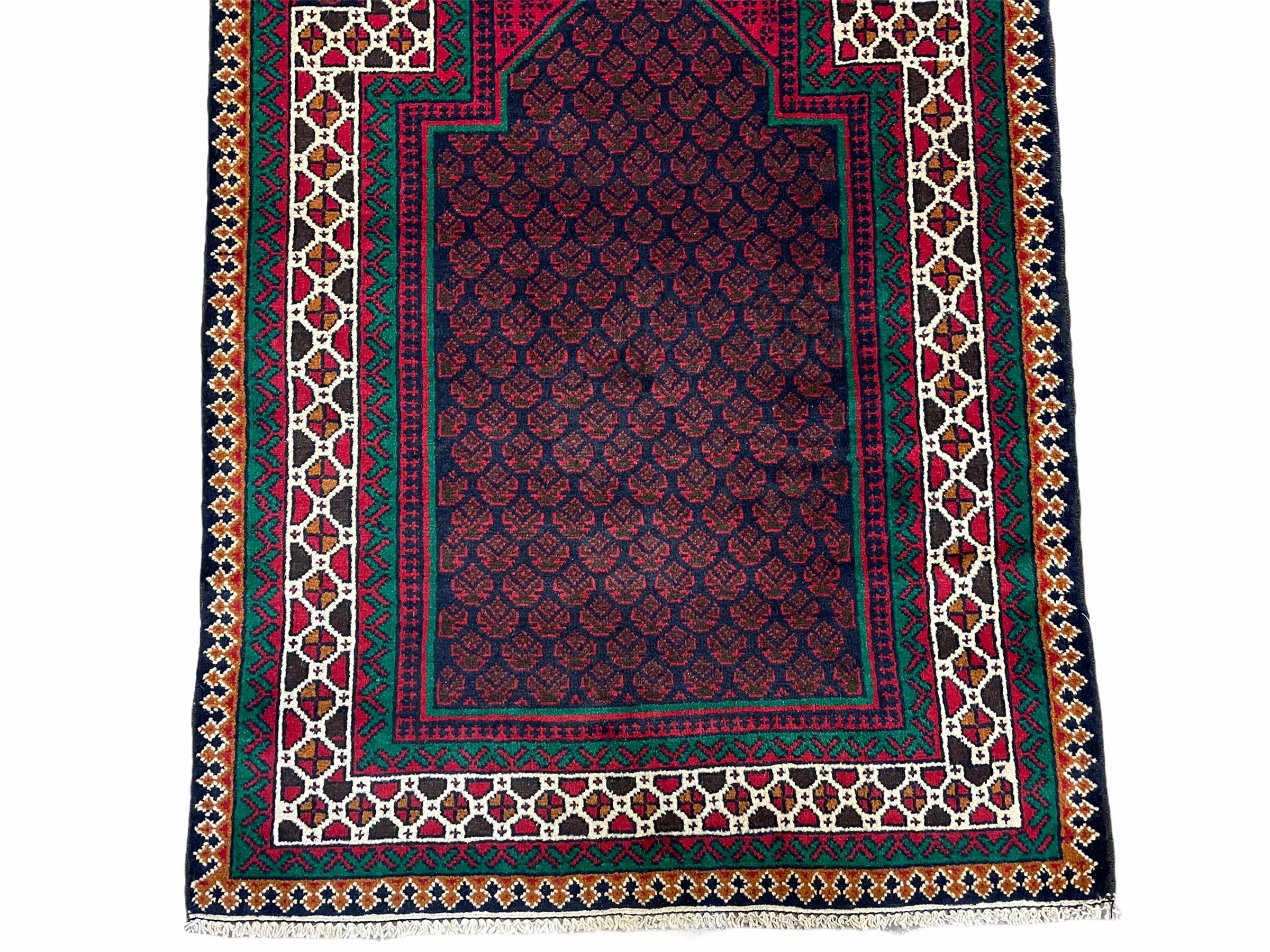 2' 9" X 4' 8" New Vintage Handmade Tribal Rug Veggie Dyes 3x5 Balouch Prayer Rug - Jewel Rugs