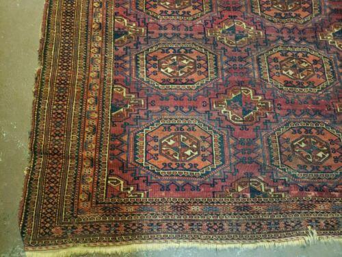 5' 5" X 7' Antique Handmade Tekkeh Turkoman Engsi Hatchli Wool Rug Red - Jewel Rugs