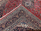 Large Persian Kashan Rug 10x13, Red Navy Blue, Allover Floral Medallion & Corner Design, Handmade Wool Oriental Carpet, Antique Traditional Rug - Jewel Rugs