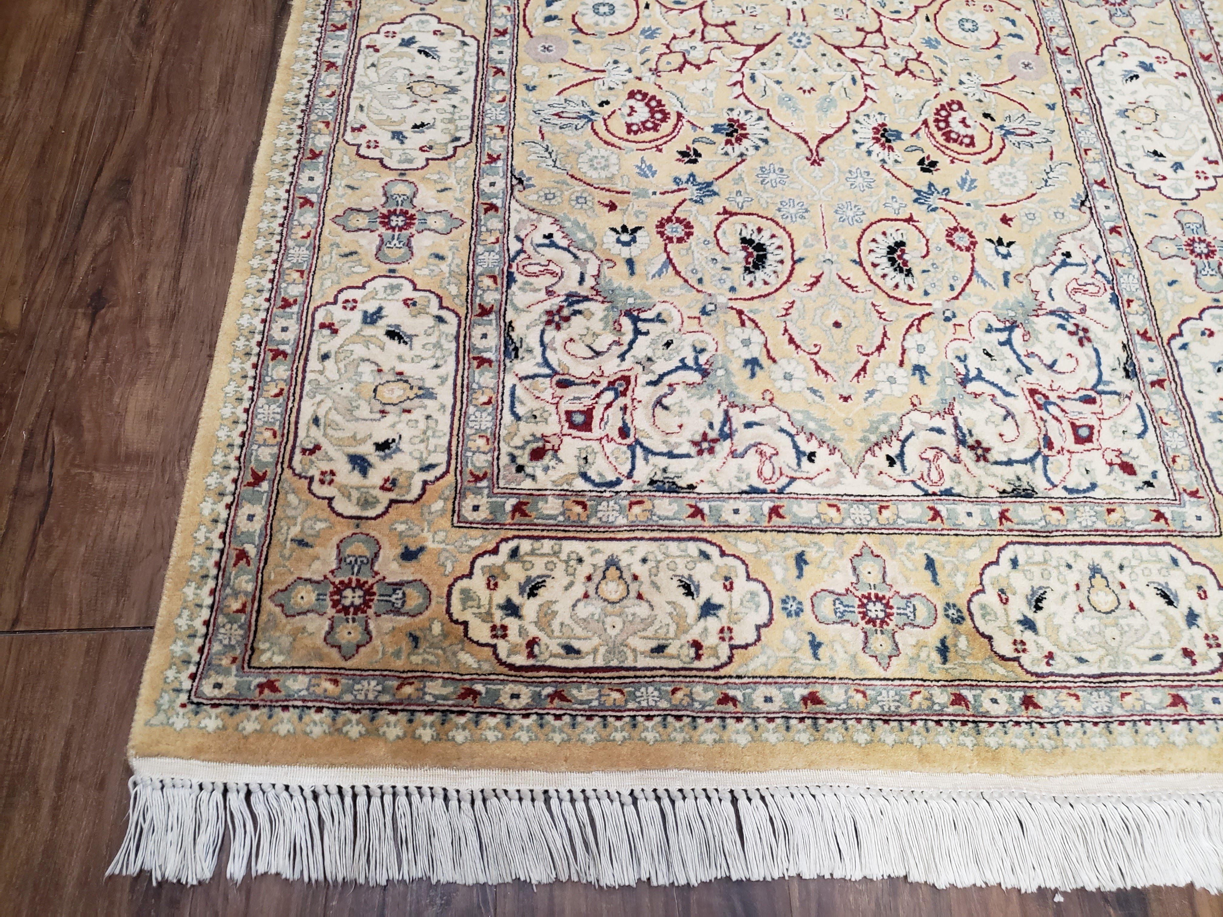 Pak Persian Rug 3x5 ft, Cream Ivory Blues, Light Colors, Hand Knotted Fine Oriental Carpet, Wool Area Rug, Floral, Traditional Rug 3 x 5 - Jewel Rugs