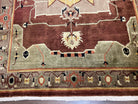 Tibetan Rug 7x10, Geometric Medallion, Red Green Taupe, Hand Knotted, Soft Wool Area Rug, Contemporary Carpet, Handmade Nepali Rug 7 x 10 ft - Jewel Rugs