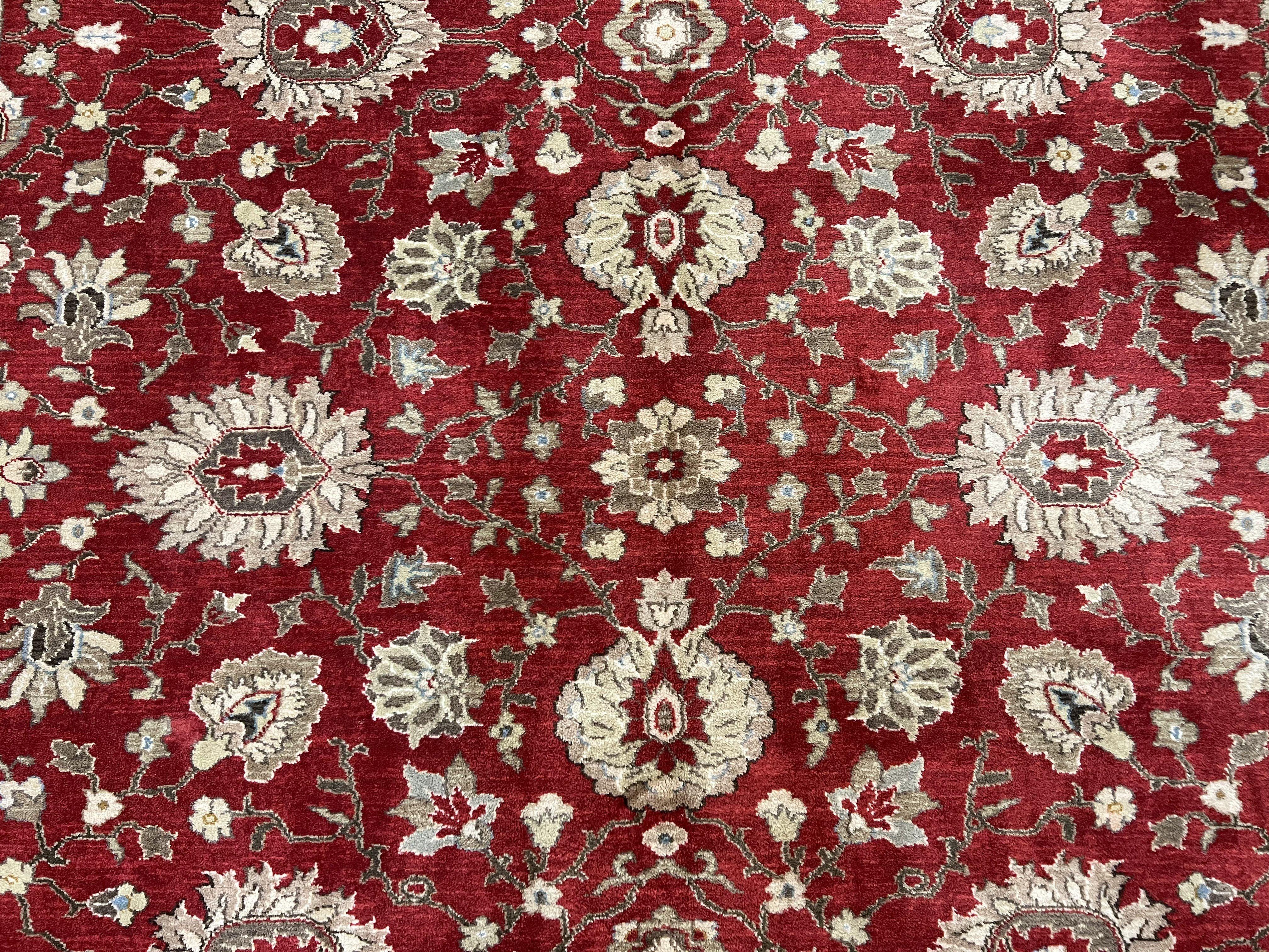 Karastan Rug 8.8 x 10.6, Karastan Bella Rosa Rug #700-730, Wool Karastan Carpet, Discontinued Original 700 Series Area Rug Red Beige Floral - Jewel Rugs