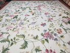 New Needlepoint Rug 10 x 13.5, Allover Floral, Flatweave, 10x13 - 10x14 Rugs, Hand-Woven Rug, European Large Area Rug, Ivory Background - Jewel Rugs