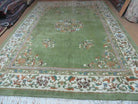 8' X 11' Vintage Indo Chinese Handmade Wool Rug Green Nice - Jewel Rugs