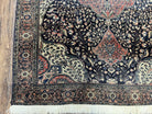 Antique Persian Sarouk Farahan Rug 4.4 x 6.7, Collectible Persian Carpet, Very Fine 1880s Late 19th Century Rug, Floral Medallion, Black Red Oriental Rug - Jewel Rugs