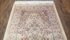 Small Silk Accent Rug Tan, Flowers Persian Vase, Brown, Super Soft Carpet, Mint Condition, New, Bamboo Silk, 2.8 x 4.1 ft, Wall Hanging - Jewel Rugs