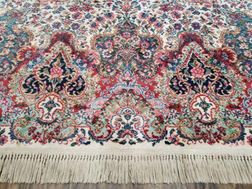 8' 8" X 12' Karastan Made Floral Kirman # 742 Wool Rug American Ivory/Beige Nice - Jewel Rugs