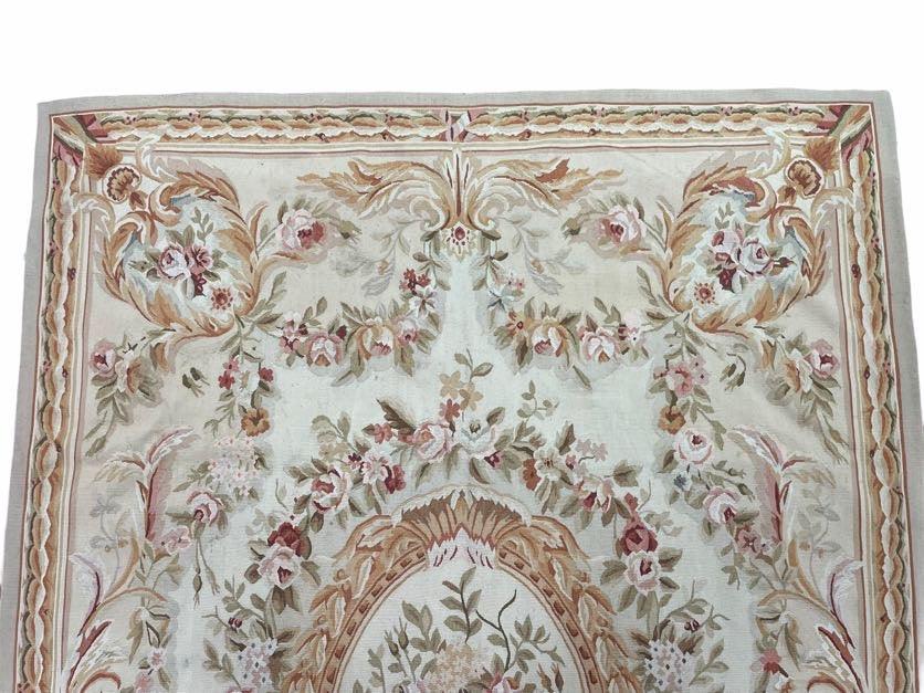 Aubusson Savonnerie Carpet 6x9 ft, Beige, Ivory, Cream, Traditional French European Design, Handmade, Brand New Hand-Knotted Needlepoint Rug - Jewel Rugs