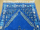 2'6" X 4'6" Vintage Hand-knotted Handmade Moroccan Urban Rabat Blue and Beige Wool Accent Rug - Jewel Rugs