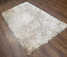 Ivory Shag Rug 3x5, Small Flokati Carpet 3 x 5, Shaggy Shimmer Solid Soft Plush Pile Bedroom Bathroom Rug, Modern Contemporary Area Rug - Jewel Rugs