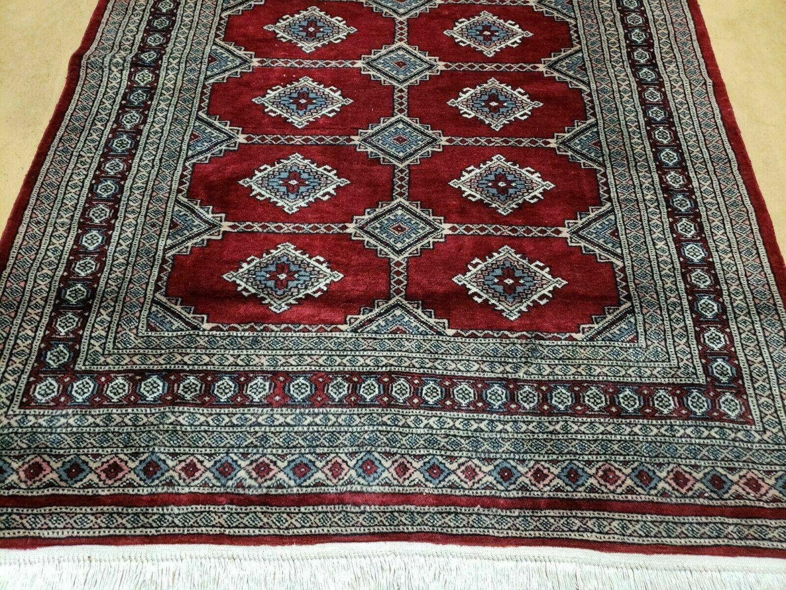 4' X 6' Vintage Handmade Bokhara Turkoman Pakistan Wool Rug Carpet Red Nice - Jewel Rugs