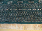 10' X 12' Handmade Pakistani Bokhara Turkoman Dark Green Wool Rug - Jewel Rugs