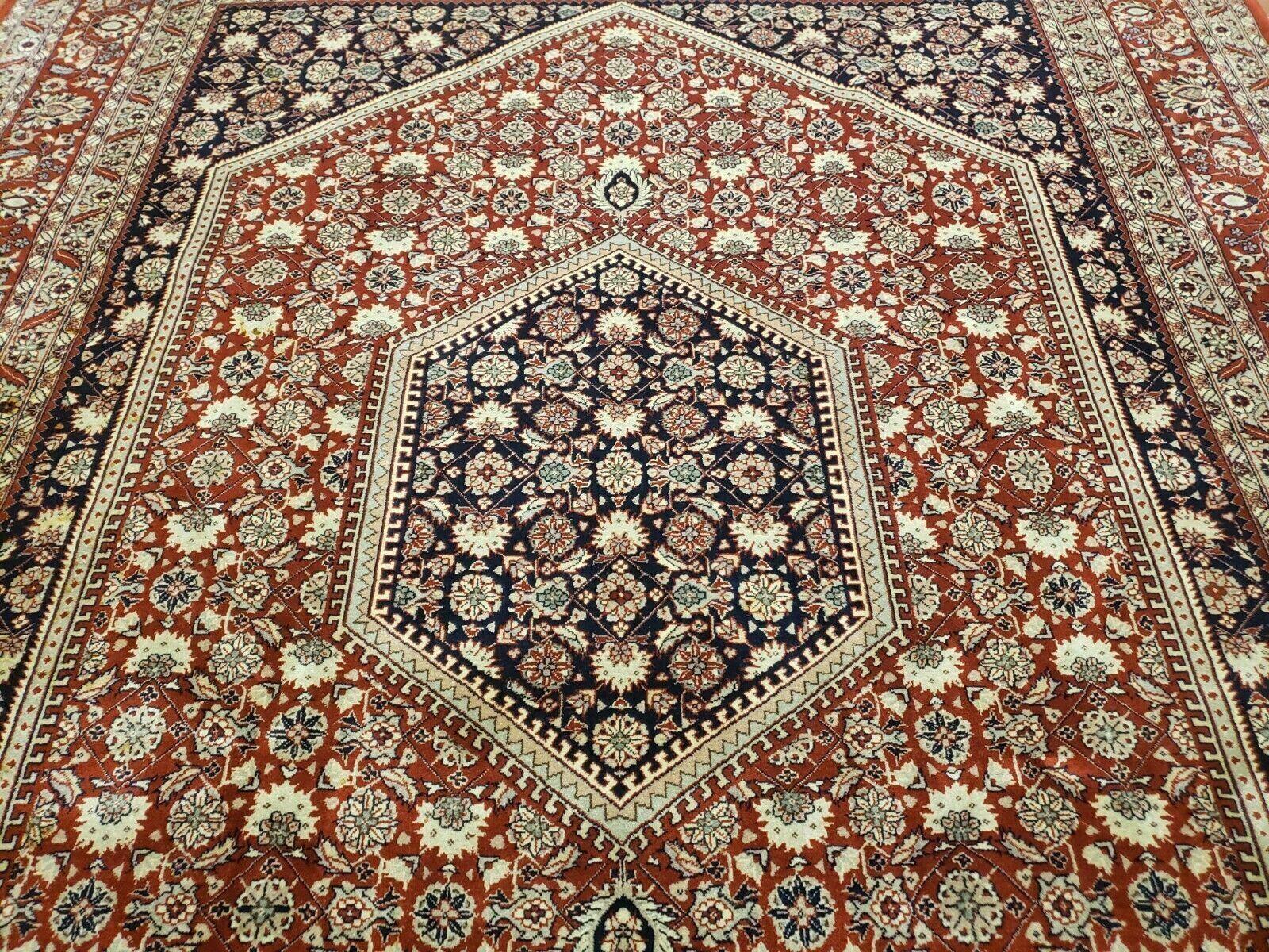 8' X 10' Vintage Fine Handmade India Jaipur Wool Rug Hand knotted Carpet Red - Jewel Rugs