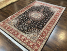 Marvelous Persian Tabriz Rug 7x10 ft, Super Fine 50 Raj, 300+ KPSI, Black and Rust Red, Floral Medallion Handmade Wool Oriental Carpet, Top Quality - Jewel Rugs