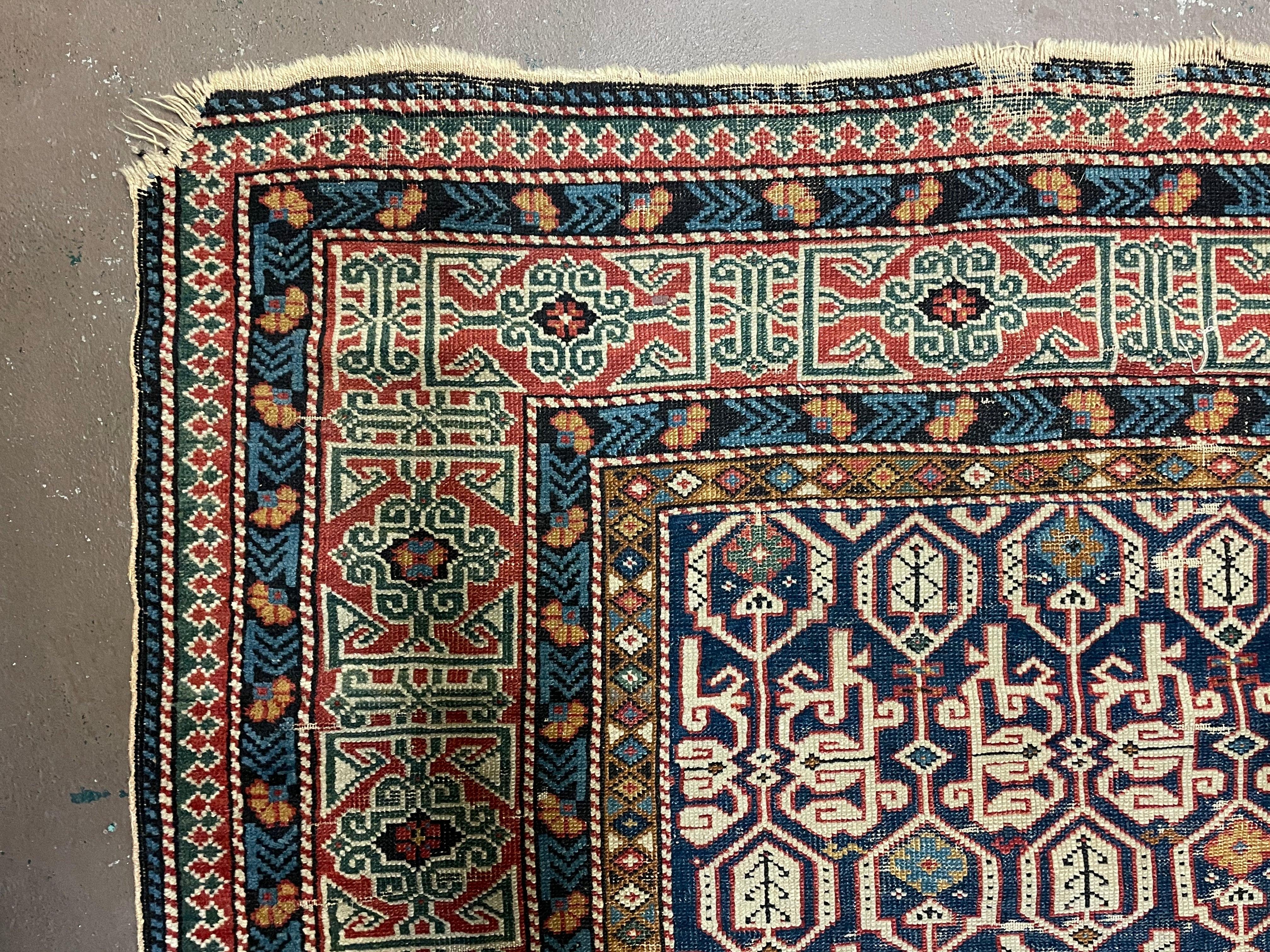 4' X 6' Antique 1880s Handmade Caucasian Kuba Wool Rug Carpet Highly Detailed - Jewel Rugs