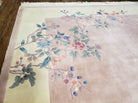 9' X 12' Handmade Art Deco Aubusson Wool Rug 90 Lines Chinese Plush Pile Pink - Jewel Rugs