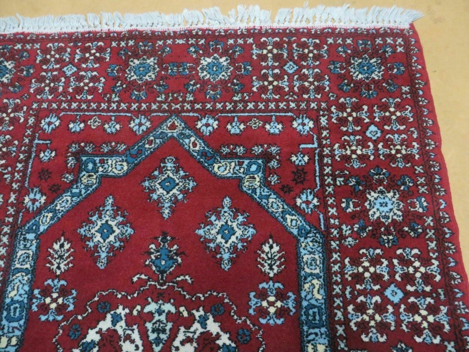 4' X 6' Vintage Wool Carpet - Handmade Moroccan Urban Rabat Red Rug - Jewel Rugs