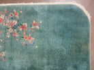 4' X 7' Antique Handmade Art Deco Chinese Peking Wool Rug Flowers Teal Nice - Jewel Rugs