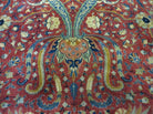 10' X 13' Antique Handmade Red with Dark Blue Border Indian Agra Larastan Nice Wool Rug - Jewel Rugs